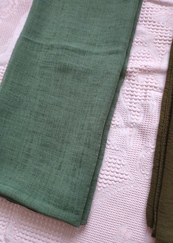 Kadın Keten Pilili Haki Şal - Görsel 3