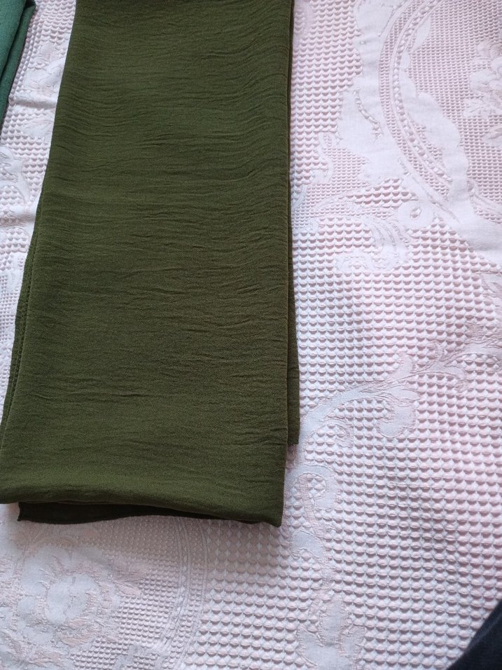 Kadın Keten Pilili Haki Şal - Görsel 2