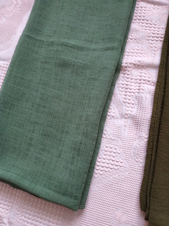 Kadın Keten Pilili Haki Şal - Görsel 3