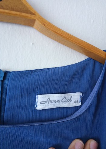 Uzun Kollu Mavi Kadın Elbise - Görsel 4