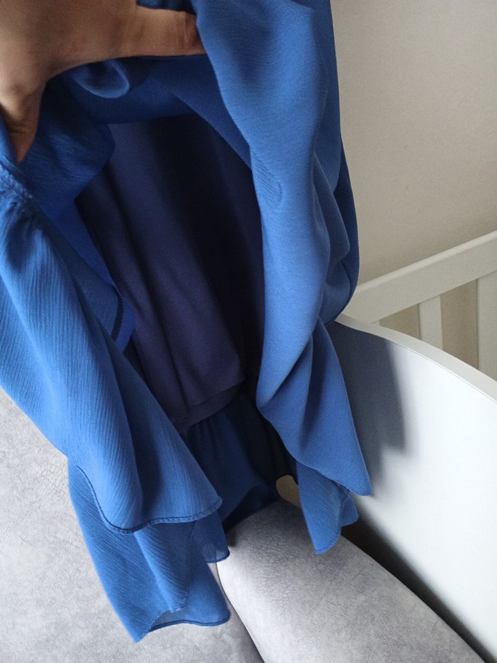 Uzun Kollu Mavi Kadın Elbise - Görsel 3