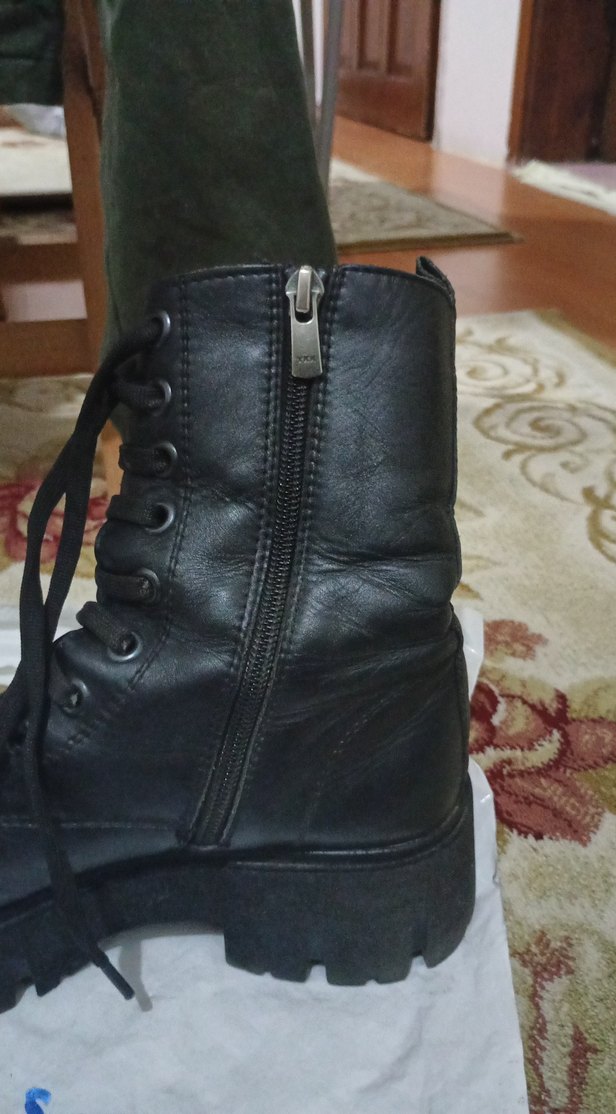 Siyah Deri Gotik Platform Topuklu Kadın Bot - Görsel 4