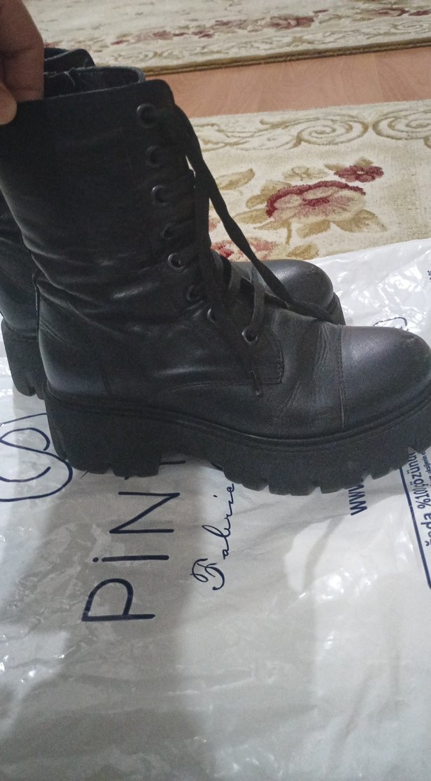 Siyah Deri Gotik Platform Topuklu Kadın Bot - Görsel 2