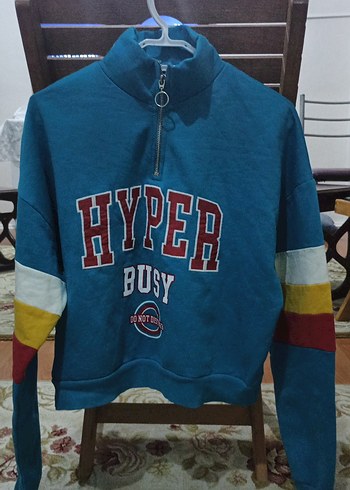 Renkli Baskılı Yarım Fermuarlı Sweatshirt - Görsel 2