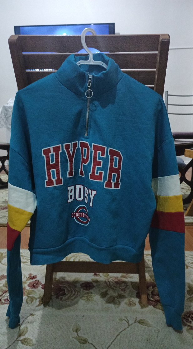 Renkli Baskılı Yarım Fermuarlı Sweatshirt - Görsel 2