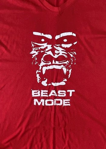 Kırmızı V Yaka Baskılı Erkek tişört - Görsel 5