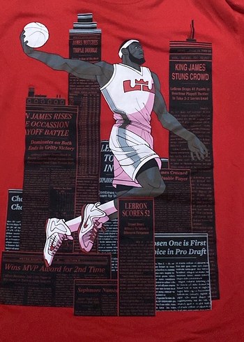 Kırmızı Baskılı Erkek Tişörtü - Görsel 5