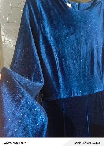 Uzun Kollu Lacivert Kadın Elbise - Görsel 5