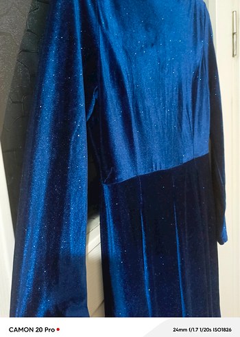 Uzun Kollu Lacivert Kadın Elbise - Görsel 4