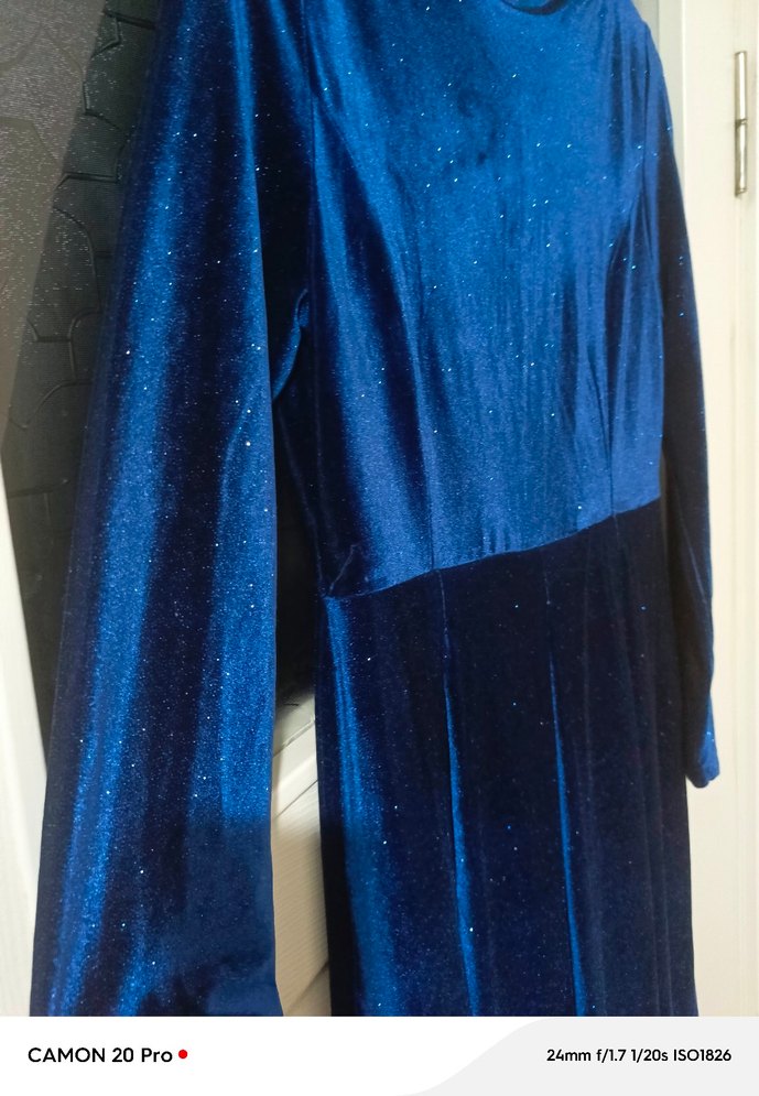 Uzun Kollu Lacivert Kadın Elbise - Görsel 4