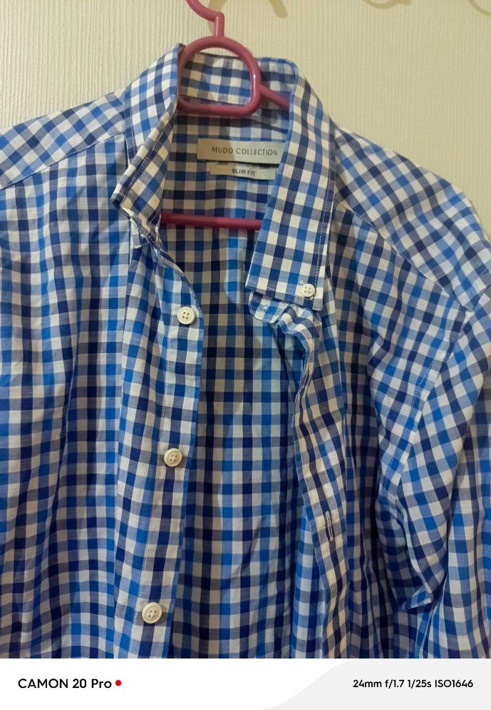 Mavi Kareli Erkek Pamuk Gömlek - Görsel 2