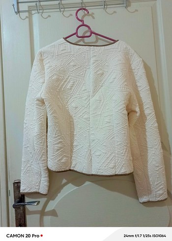 Beyaz Mini Kadın Ceket Fermuarlı - Görsel 4