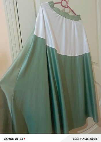 Yeşil Beyaz Uzun Salaş Etek - Görsel 3