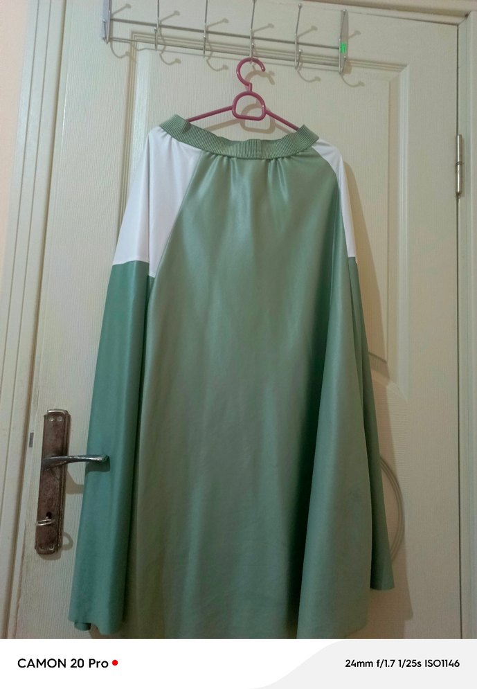 Yeşil Beyaz Uzun Salaş Etek - Görsel 2