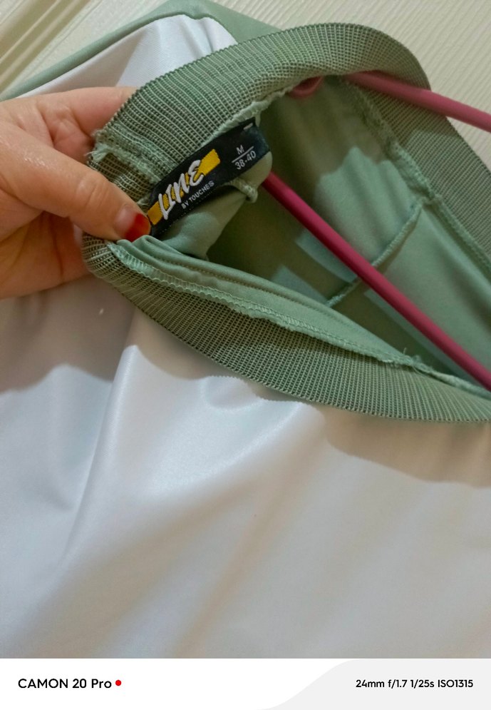 Yeşil Beyaz Uzun Salaş Etek - Görsel 4