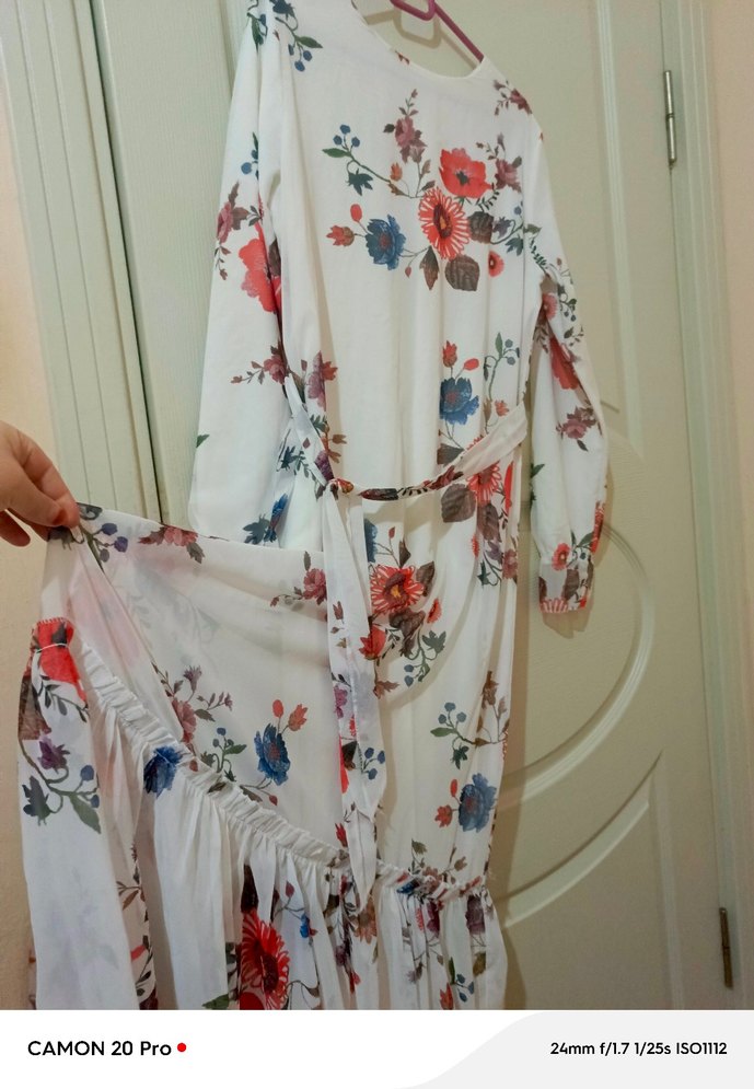 Çiçek Desenli Uzun Bohem Elbise - Görsel 3