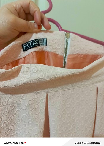 Pembe Pilili Midi Uzun Etek - Görsel 4