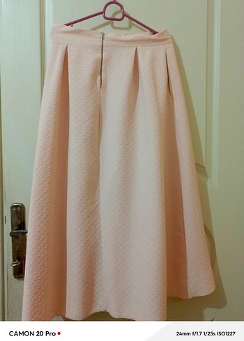 Pembe Pilili Midi Uzun Etek - Görsel 3