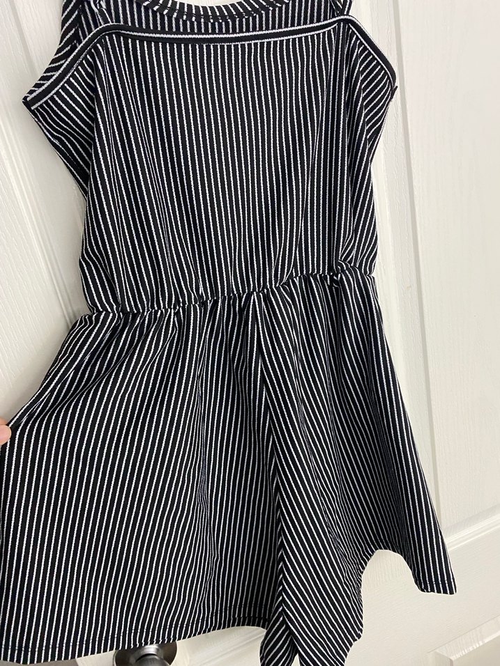 Çizgili Siyah Kadın Tulum - Görsel 2