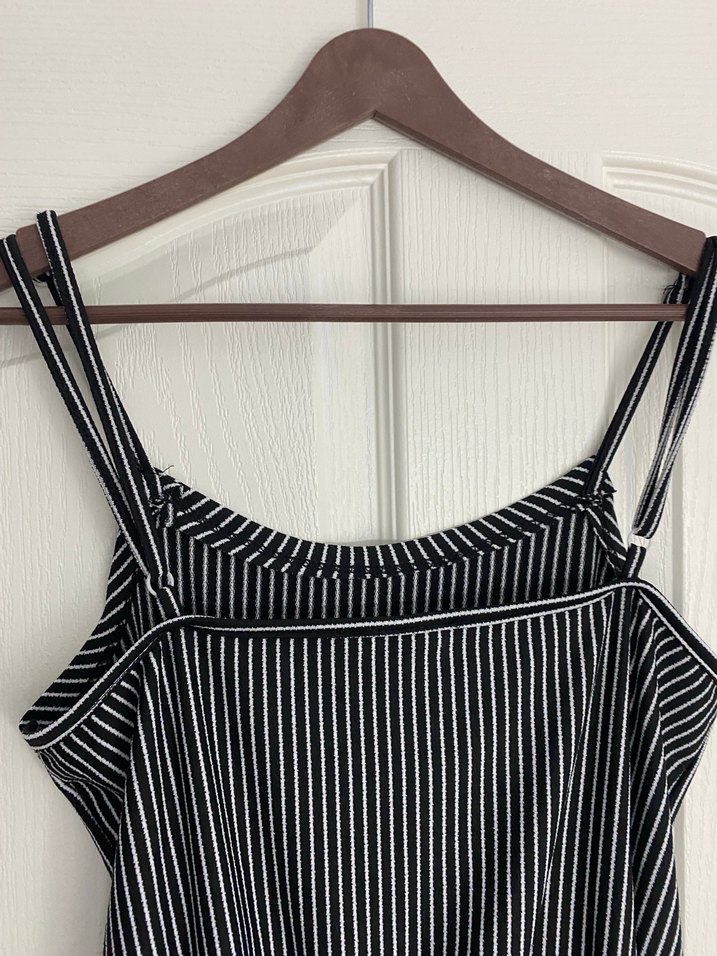 Çizgili Siyah Kadın Tulum - Görsel 3