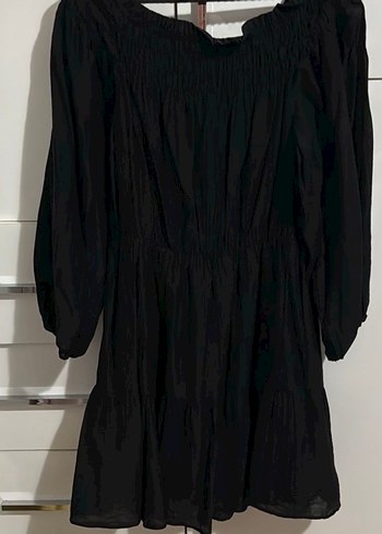 H&M Uzun Kollu Siyah Midi Elbise - Görsel 2