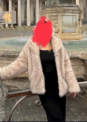 LC Waikiki Bej Kadın Kürk Kaban - Görsel 2