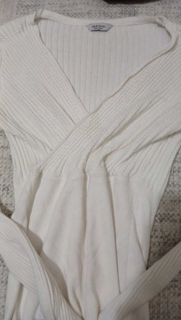 Beyaz uzun kollu dar - Görsel 3