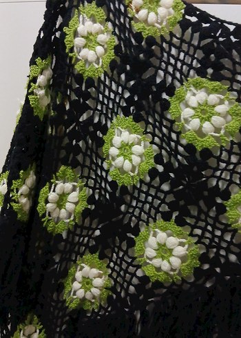 Çiçek Desenli Örgü Bohem Kadın Şal - Görsel 3