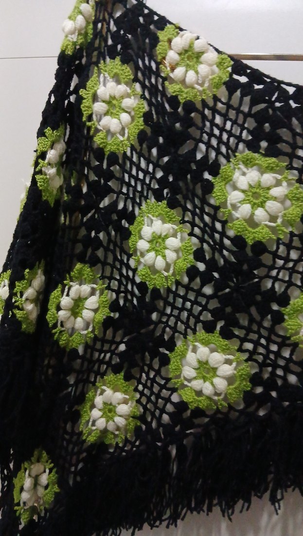 Çiçek Desenli Örgü Bohem Kadın Şal - Görsel 3