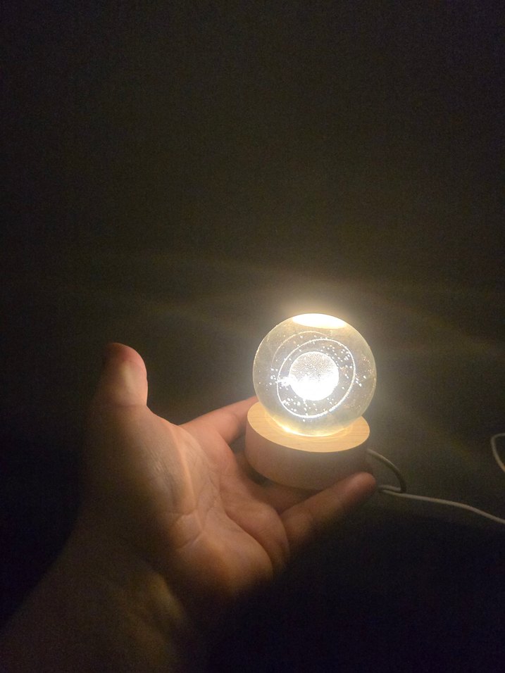 Bej Ahşap Tabanlı Küre Masa Lambası - Görsel 2