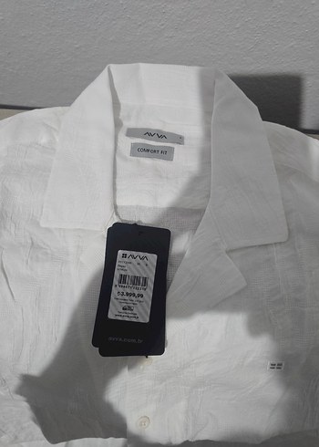 Erkek Beyaz Kısa Kollu Keten Gömlek - Görsel 2