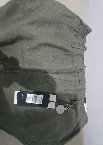 Kadın Keten Kemerli Salaş Midi Pantolon - Görsel 3