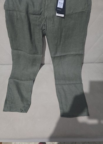 Kadın Keten Kemerli Salaş Midi Pantolon - Görsel 2