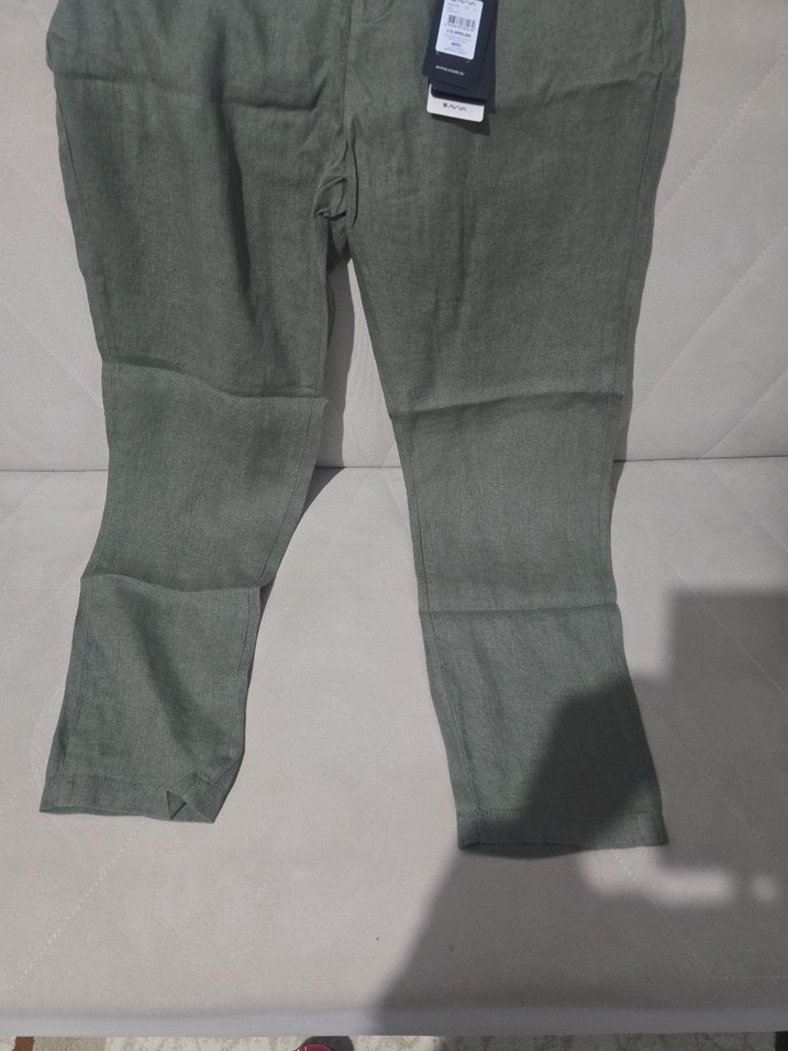 Kadın Keten Kemerli Salaş Midi Pantolon - Görsel 2