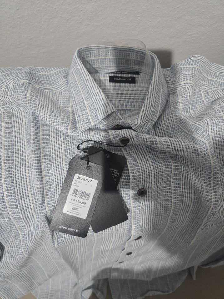 Gri Uzun Kollu Keten Erkek Gömlek - Görsel 2