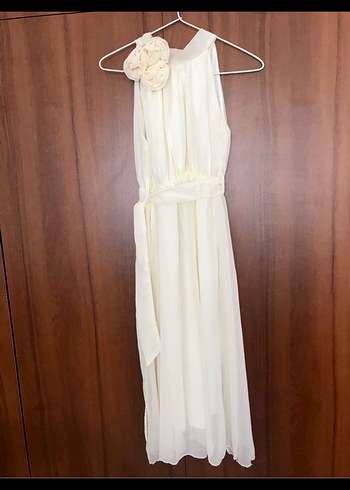 Beyaz  midi  Abiye Elbise - Görsel 2