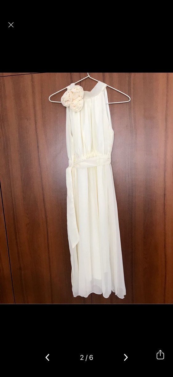 Beyaz  midi  Abiye Elbise - Görsel 2