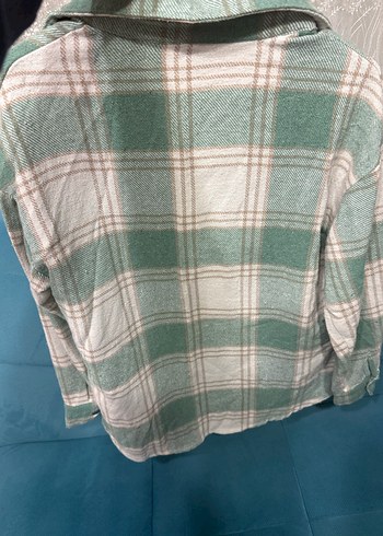 Düğmeli Yeşil Kareli Kadın Gömlek - Görsel 2