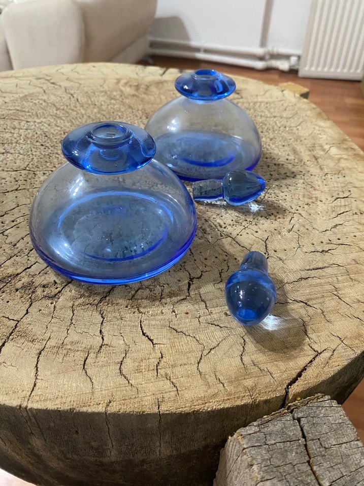 Mavi Cam Kadın Parfüm Şişesi Seti - Görsel 2