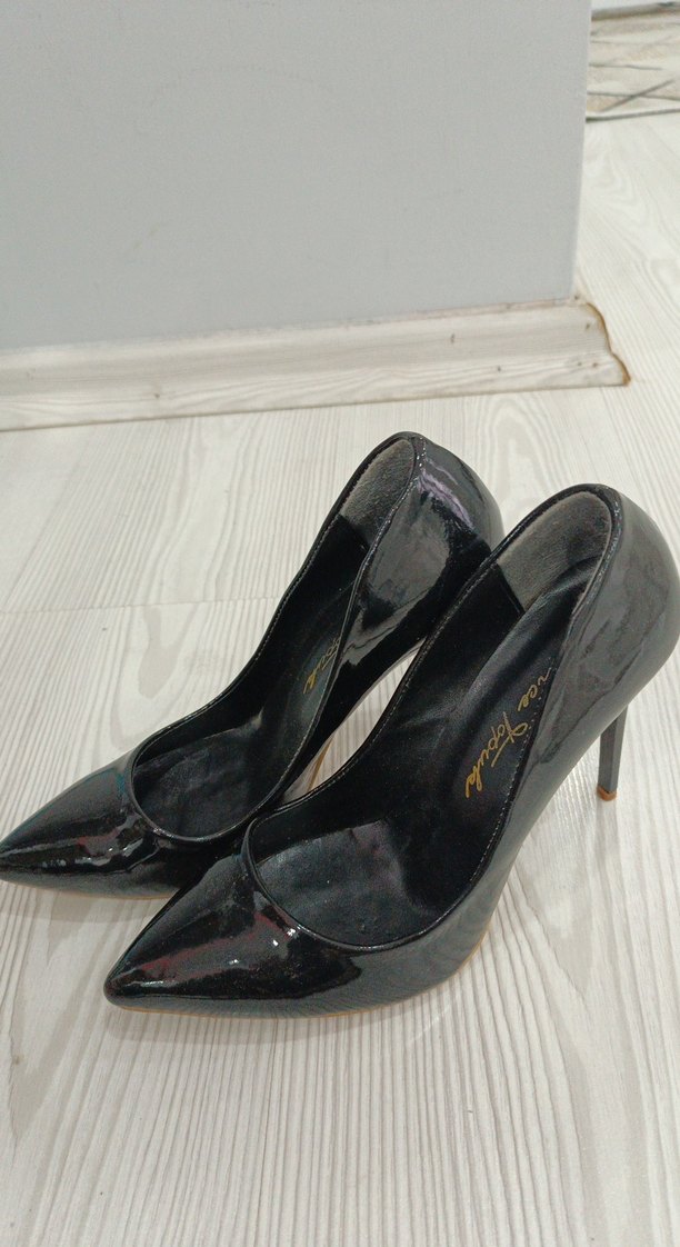 Siyah Parlak Yılan Desenli Stiletto - Görsel 2