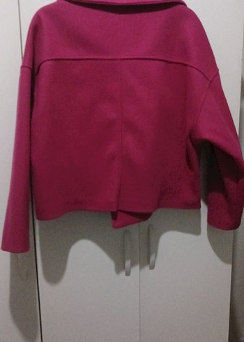 Düğmeli Mini Pembe Kadın Kaban - Görsel 2