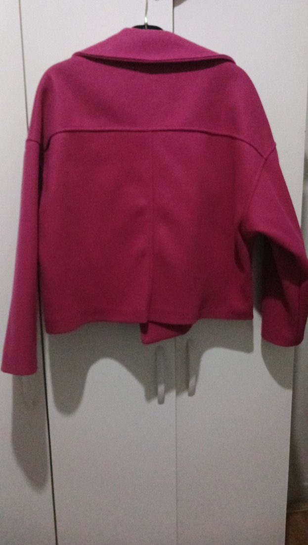 Düğmeli Mini Pembe Kadın Kaban - Görsel 2