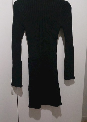 Siyah Uzun Kollu Örme Midi Elbise - Görsel 2