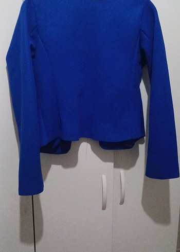 Parlak Mavi Kısa Kadın Blazer Ceket - Görsel 2