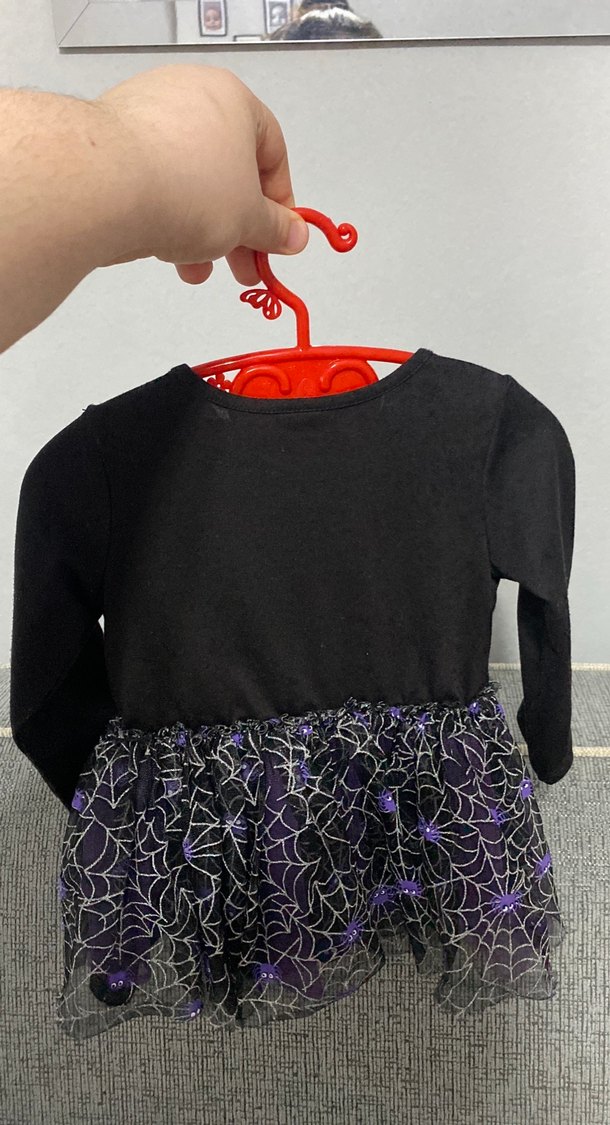 Kız Çocuk Mor Örümcekli Gotik Elbise - Görsel 2
