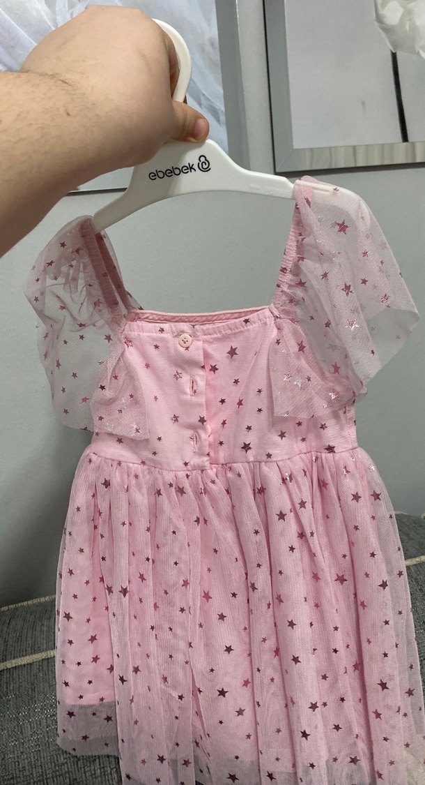 Pembe Nakışlı Kız Çocuk Elbisesi doğum günü elbisesi - Görsel 2