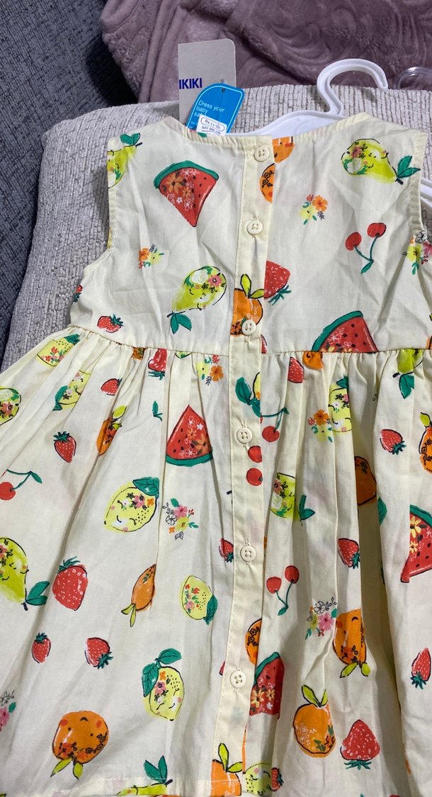 Çiçek ve Meyve Desenli Kolsuz Bohem Elbise - Görsel 2