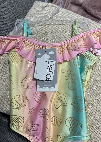 Kız Çocuk Pastel Renkli Bağlama Desenli Mayo - Görsel 3