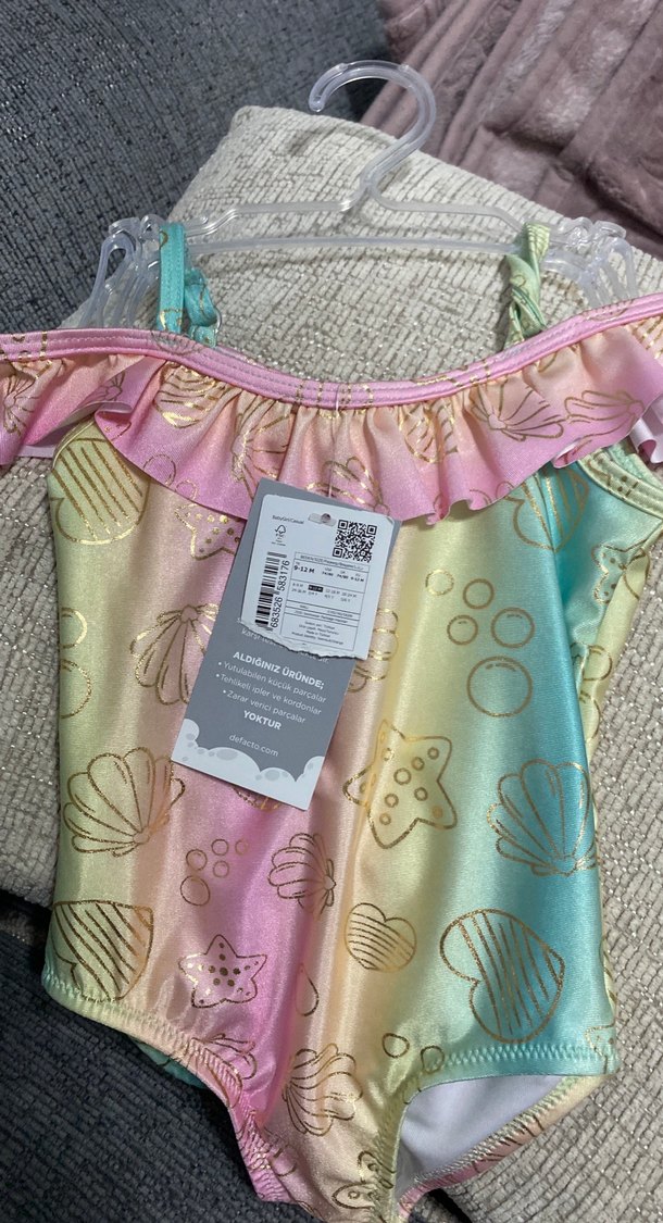 Kız Çocuk Pastel Renkli Bağlama Desenli Mayo - Görsel 2