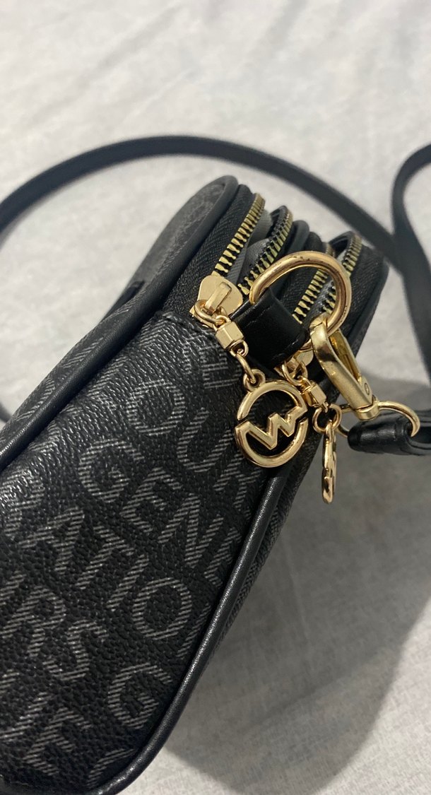 Siyah Baskılı Kadın Deri Çapraz Çanta - Görsel 2